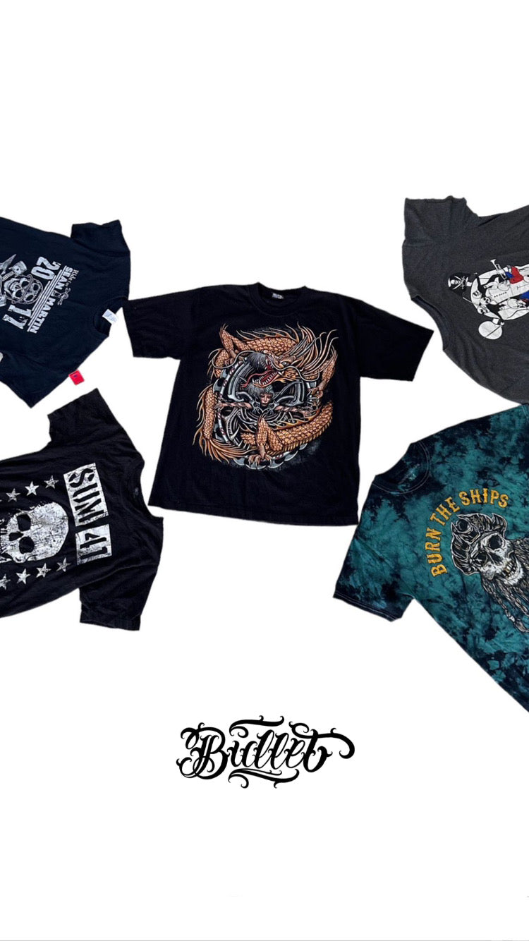 Box 25 pezzi t-shirt ghost rock e cartoon