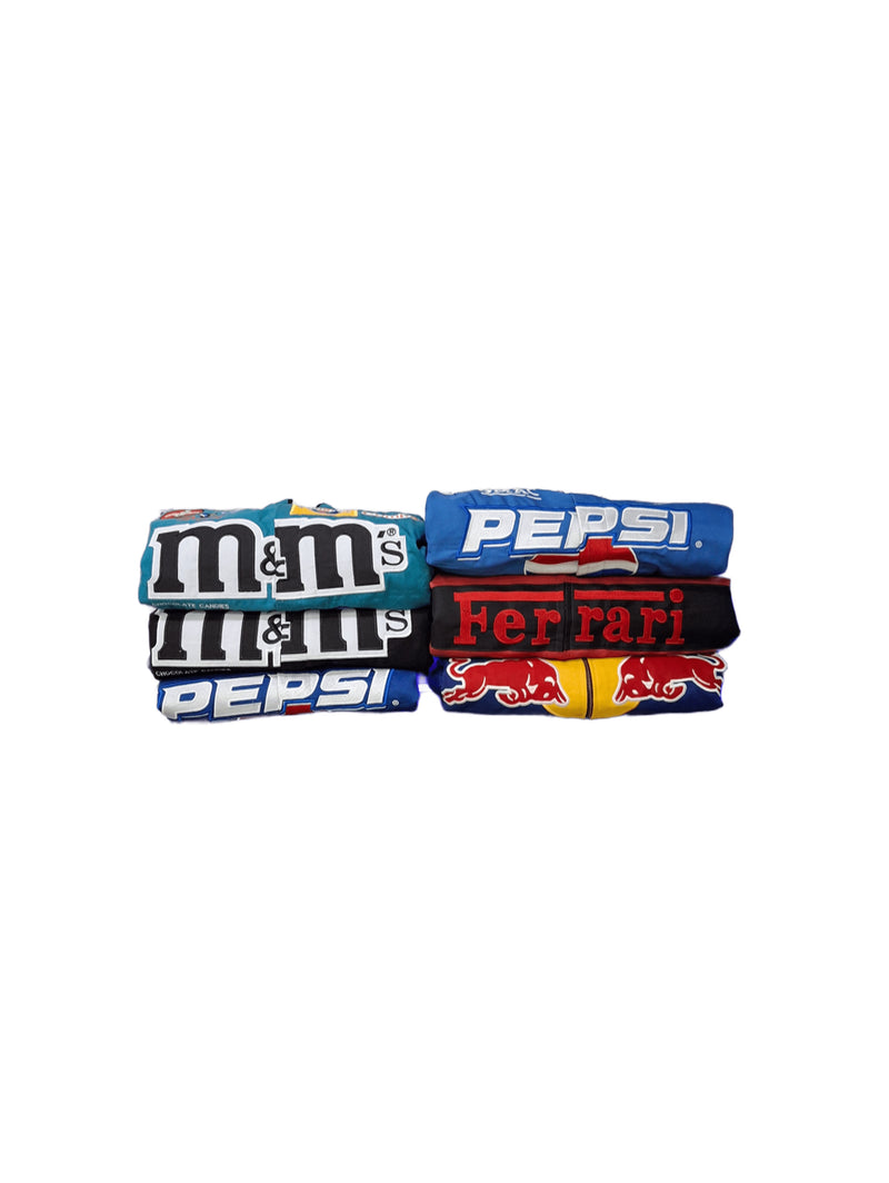 Box 10 pezzi nascar jackets M&M's, Ferrari, RedBull e Pepsi